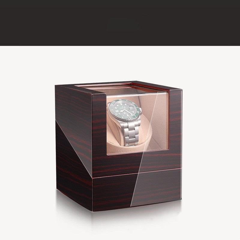 SoloSpin™ Luxury Single Watch Winder – Ebony, Rosewood, or Gloss Black Finish | Suede Interior
