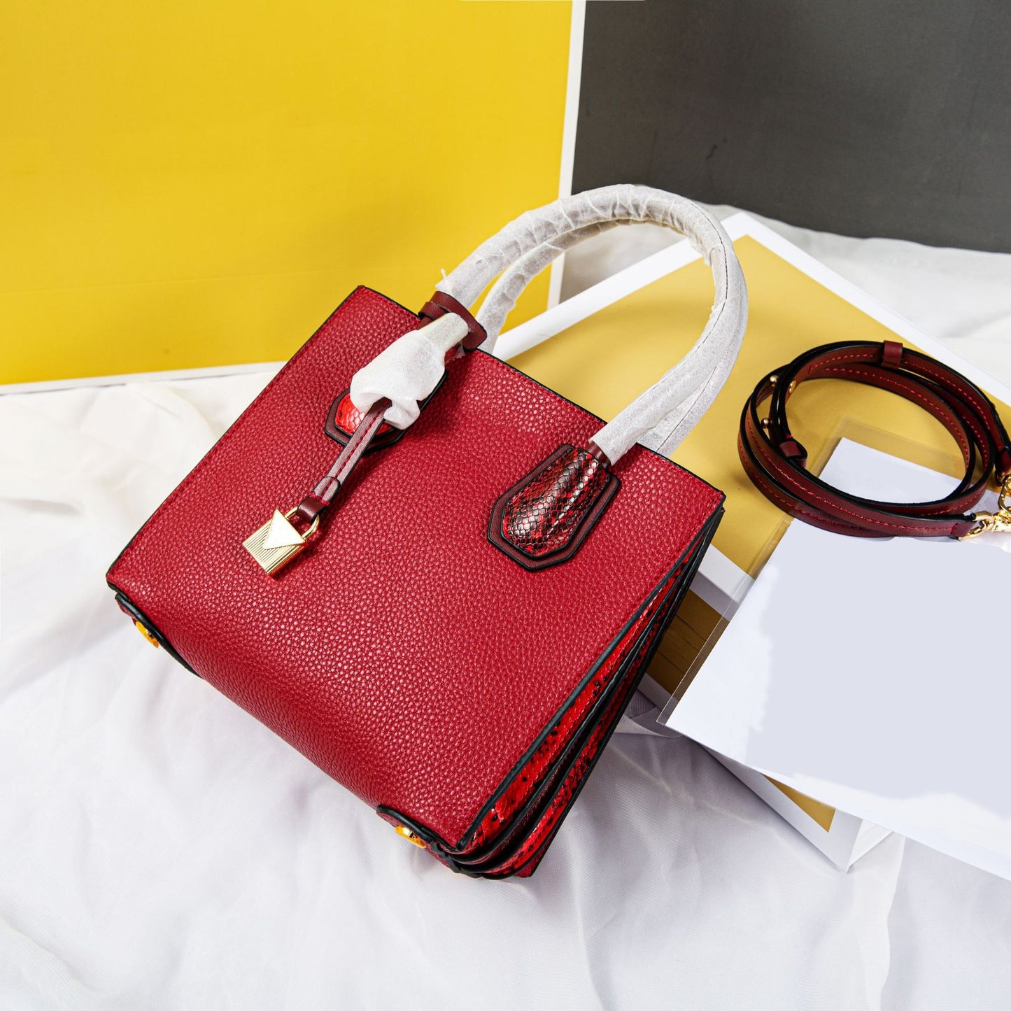 Elegant Litchi Grain Cowhide Handbag – Small & Medium Luxury Edition