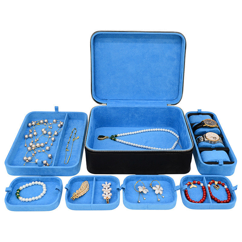 RoyalGuard™ Luxury Travel Watch & Jewelry Organizer – Premium Velvet Interior | Zipper Lock Case