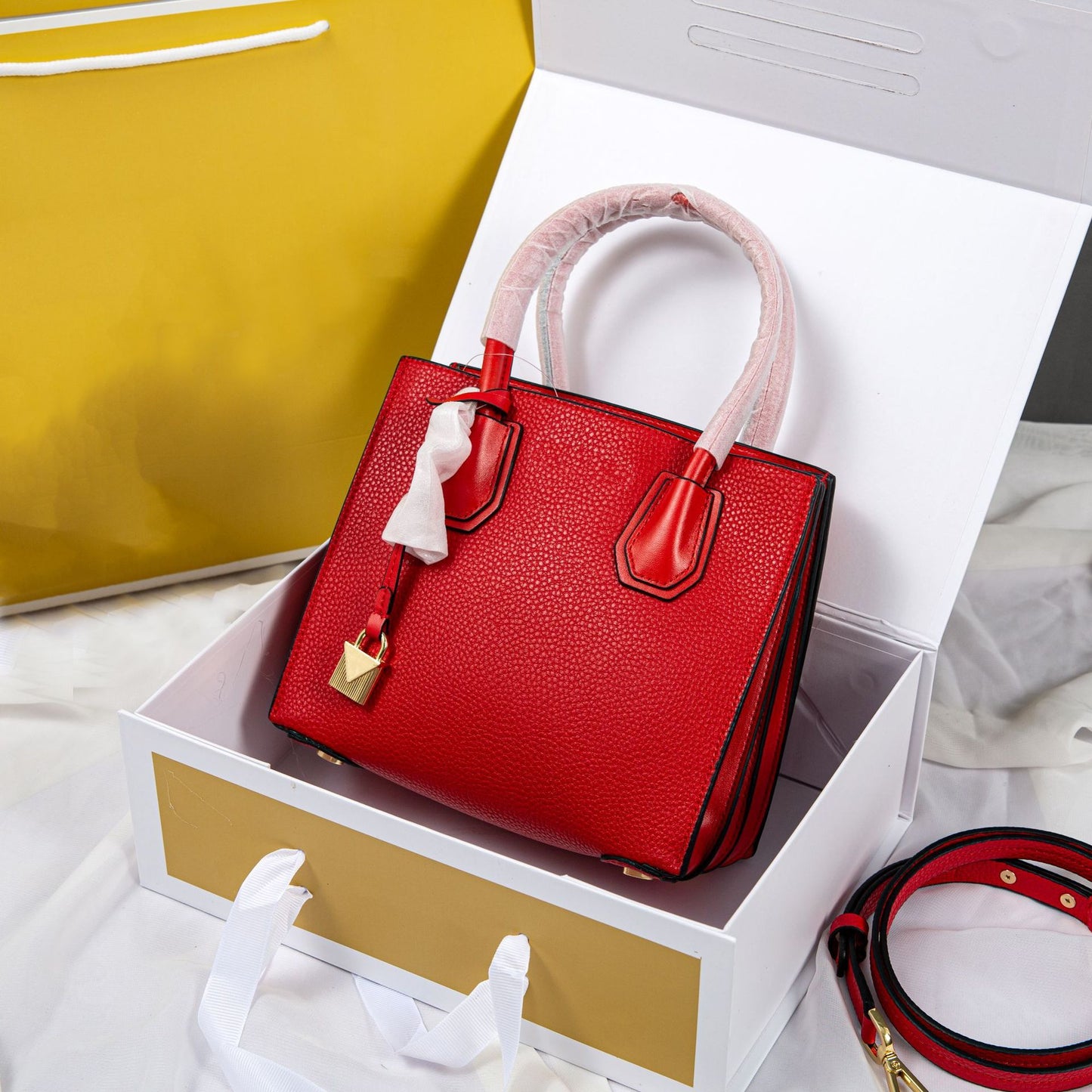 Elegant Litchi Grain Cowhide Handbag – Small & Medium Luxury Edition