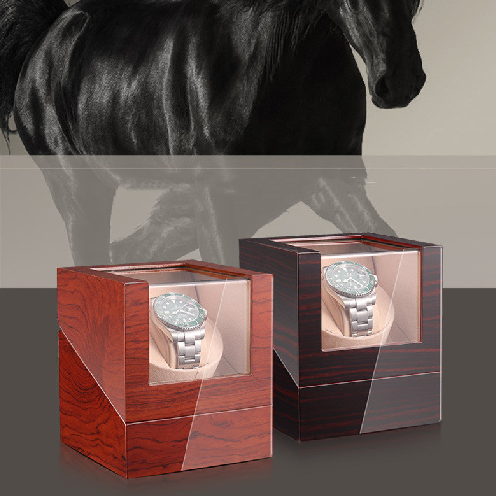 SoloSpin™ Luxury Single Watch Winder – Ebony, Rosewood, or Gloss Black Finish | Suede Interior