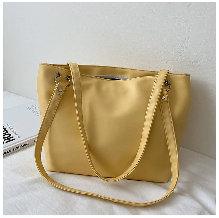 Minimalist PU Leather Shoulder Tote – Soft & Spacious Everyday Bag