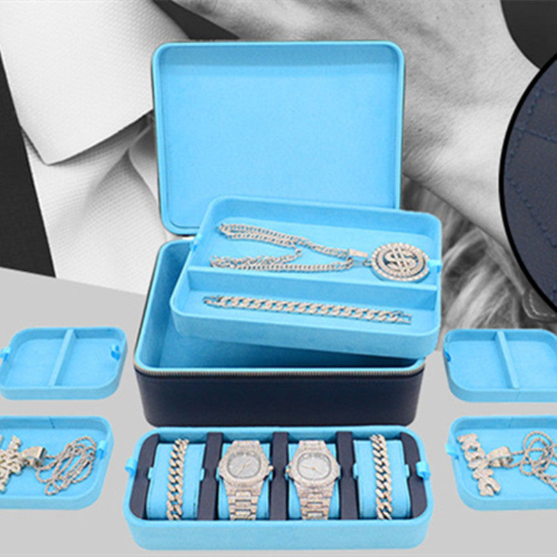RoyalGuard™ Luxury Travel Watch & Jewelry Organizer – Premium Velvet Interior | Zipper Lock Case