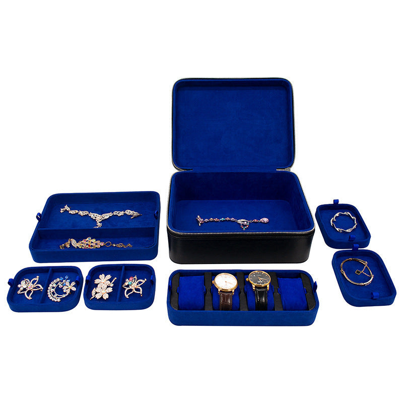 RoyalGuard™ Luxury Travel Watch & Jewelry Organizer – Premium Velvet Interior | Zipper Lock Case