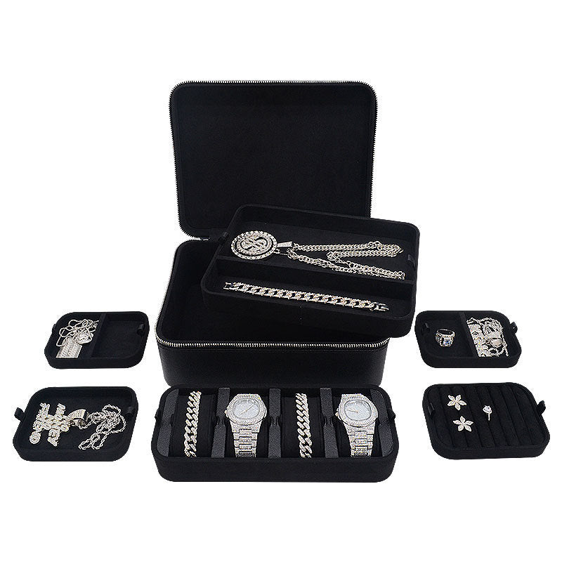 RoyalGuard™ Luxury Travel Watch & Jewelry Organizer – Premium Velvet Interior | Zipper Lock Case