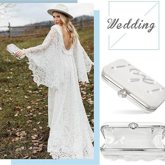 Luxury Pearl Bridal Clutch – "I Do" Crystal Wedding Evening Bag