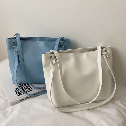 Minimalist PU Leather Shoulder Tote – Soft & Spacious Everyday Bag