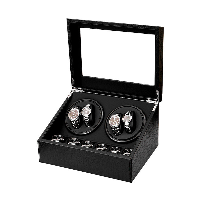 ChronoVault™ 4-Slot Automatic Watch Winder + 6 Watch Storage | Silent Motor + Glass Display