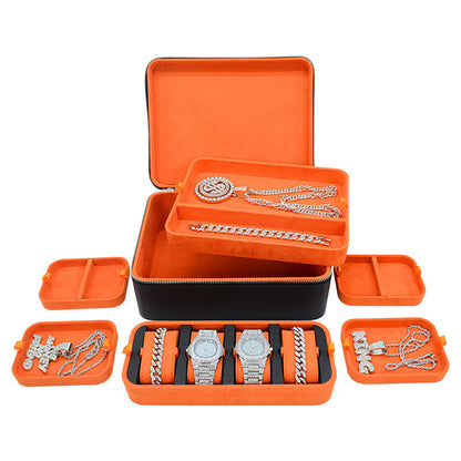 RoyalGuard™ Luxury Travel Watch & Jewelry Organizer – Premium Velvet Interior | Zipper Lock Case