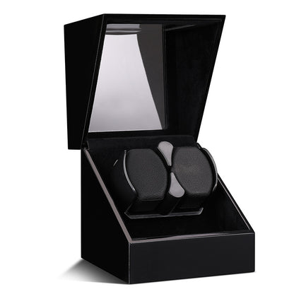 SoloSpin™ Luxury Single Watch Winder – Ebony, Rosewood, or Gloss Black Finish | Suede Interior